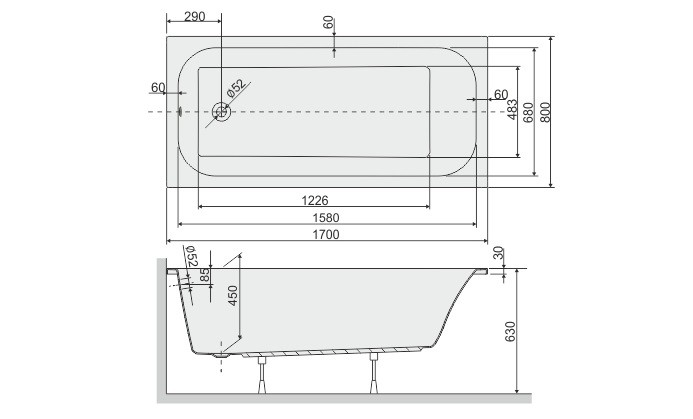 Sanplast Free Line WP/FREE wanna prostokątna 170x80 biały 610040026001000