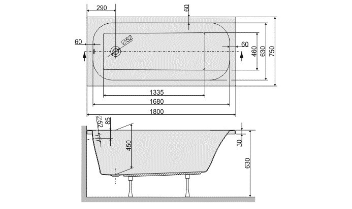 Sanplast Free Line WP/FREE wanna prostokątna 180x75 biały 610040019001000