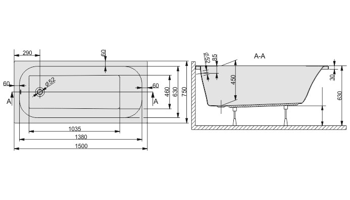 Sanplast Free Line WP/FREE wanna prostokątna 150x75 biały 610040014001000