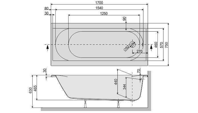 Sanplast Prestige WP/PR wanna prostokątna 170x75 biały 610070016001000
