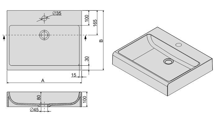 Sanplast Free Mineral UnbM/FREE umywalka nablatowa 50x40 biały 640280110001000