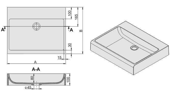 Sanplast Free Mineral UnbM/FREE umywalka nablatowa 50x40 biały 640280010001000