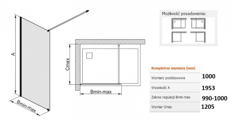 Sanplast Free Line P/FREE kabina typu WalkIN 100 chrom przeźroczyste 600260044042401