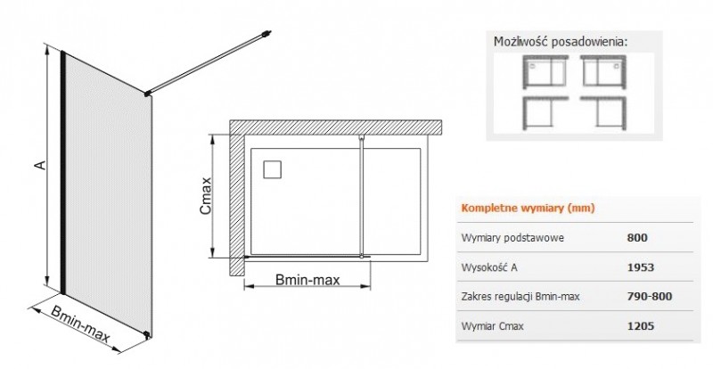 Sanplast Free Line P/FREE kabina typu WalkIN 80 chrom przeźroczyste 600260042042401