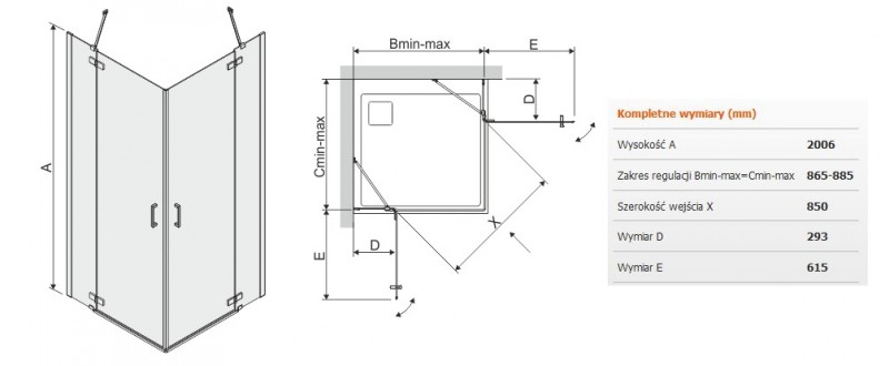 Sanplast Free Line II KN4/FREEII kabina kwadratowa 90x90 drzwi otwierane chrom przeźroczysta 600261022042401