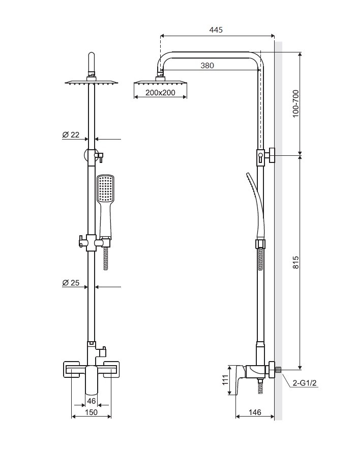 Excellent Keria zestaw prysznicowy z deszczownicą chrom AREX.2081CR