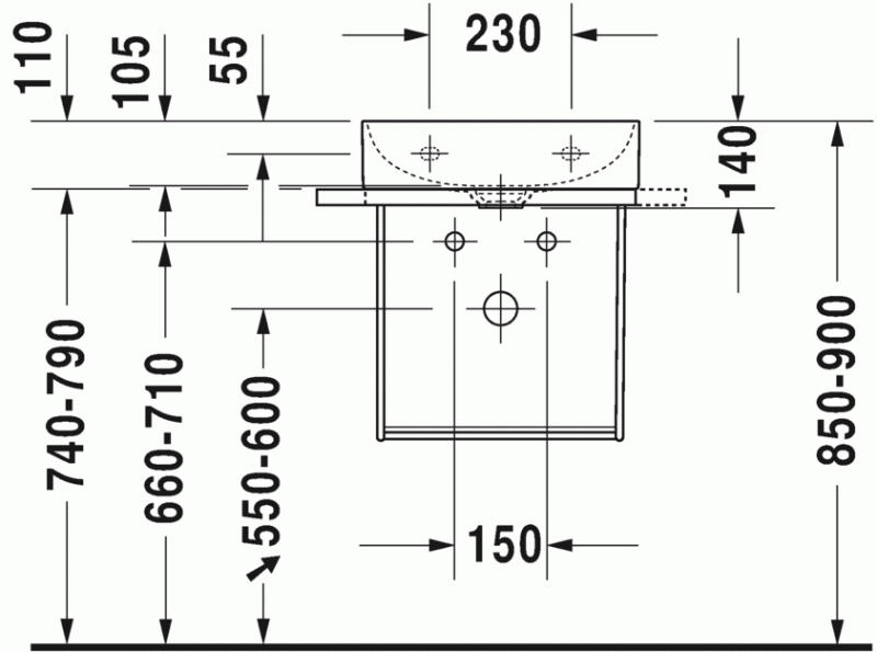 Duravit DuraSquare konsola stelaż metalowy wiszący pod umywalkę 45 cm chrom 0031101000