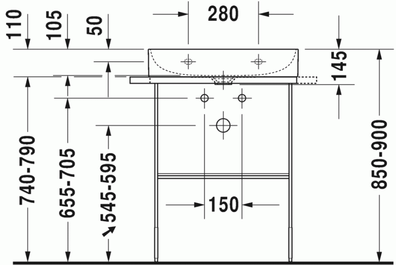 Duravit DuraSquare konsola stelaż metalowy stojący pod umywalkę 60 cm chrom 0031011000