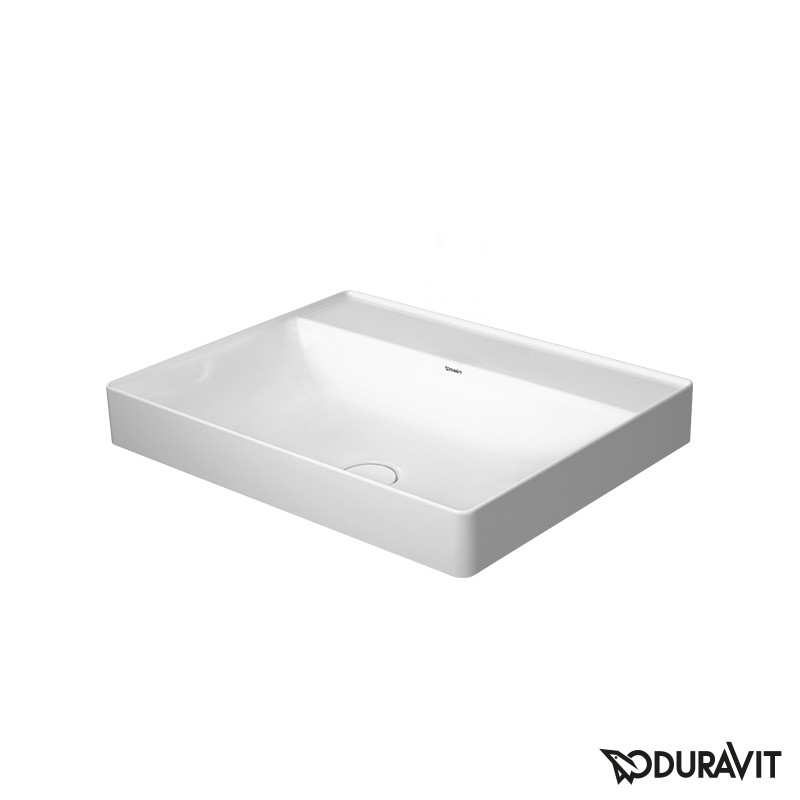 Duravit DuraSquare umywalka stawiana na blat bez otworu na baterię 60 cm biała 2354600070