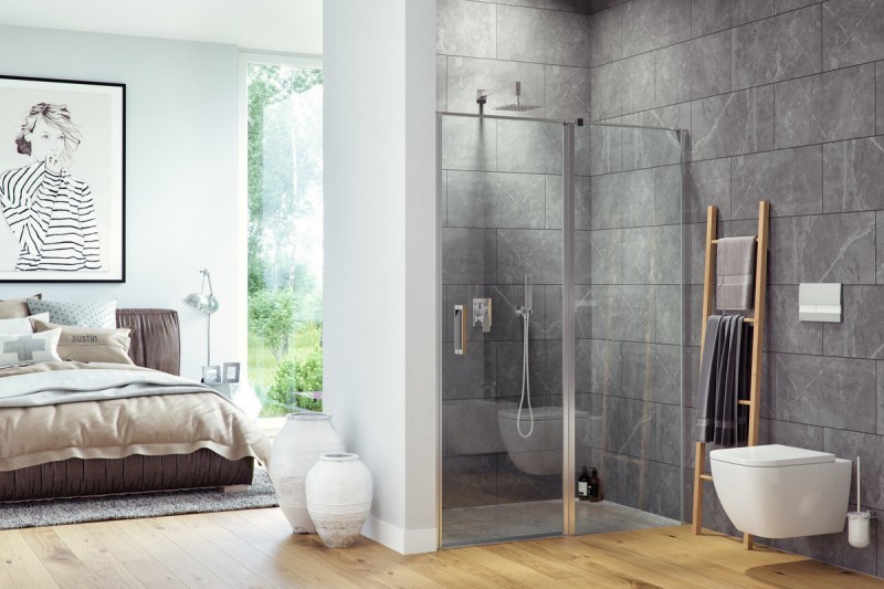 Excellent Mazo drzwi do wnęki wahadłowe 130 chrom przeźroczyste CleanControl KAEX.3025.1010.1300.LP