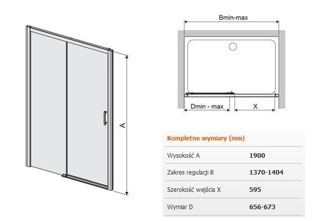 Sanplast FreeZone D2L/FREEZONE drzwi do wnęki przesuwane lewe 140 chrom przeźroczyste 600271319038401