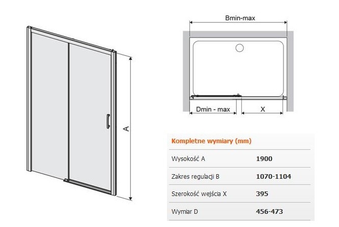 Sanplast FreeZone D2L/FREEZONE drzwi do wnęki przesuwane lewe 110 chrom przeźroczyste 600271313038401