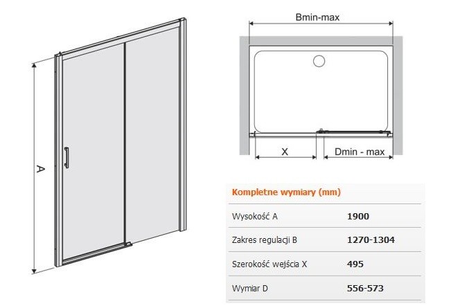 Sanplast FreeZone D2P/FREEZONE drzwi do wnęki przesuwane prawe 130 chrom przeźroczyste 600271318038401