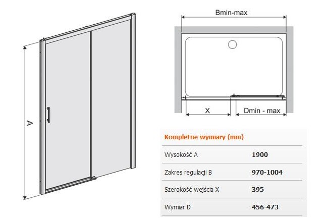 Sanplast FreeZone D2P/FREEZONE drzwi do wnęki przesuwane prawe 100 chrom przeźroczyste 600271312038401