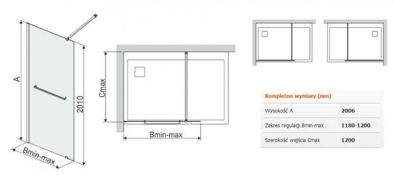 Sanplast Free Line II P/FREEII kabina typu WalkIN 120 cm chrom przeźroczyste 600261046042401