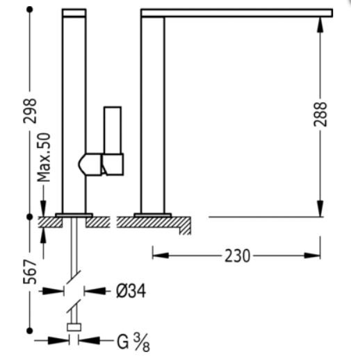 Tres Class bateria kuchenna zlewozmywakowa stojąca chrom połysk 205.486.01