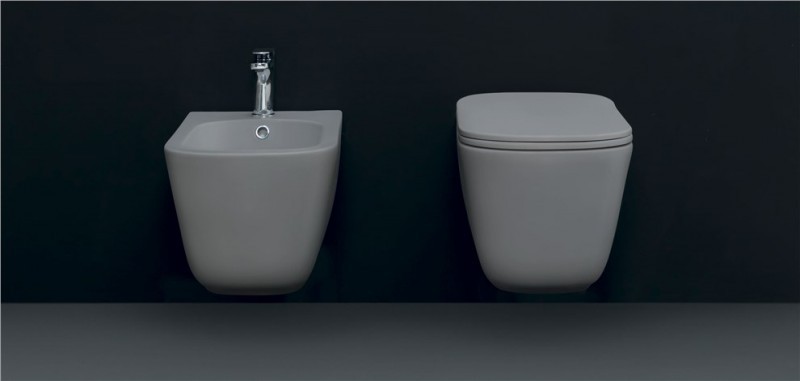 Kerasan Tribeca NoRim muszla wisząca bez wewnętrznego kołnierza borgogna burgund matowy 511475