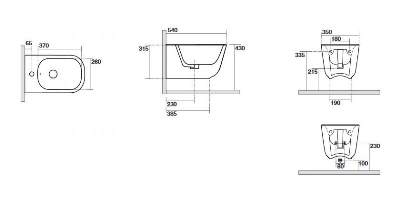 Kerasan Tribeca bidet wiszący nero czarny matowy 512531