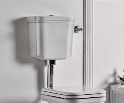 Kerasan Waldorf muszla ze spłuczką kompletna dolnopłuk retro mechanizm boczny, rura chrom biały 411601 418301 754390 750490