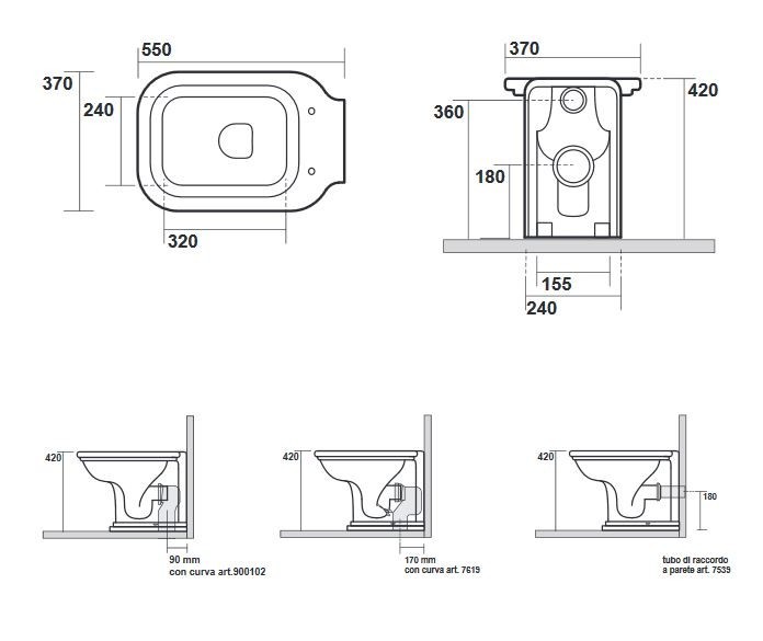 Kerasan Waldorf muszla wc stojąca retro nero czarny 411804