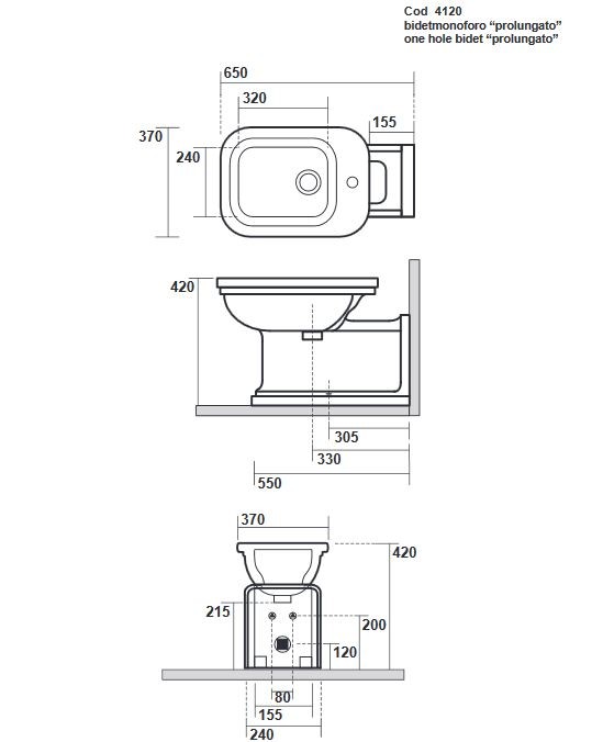 Kerasan Waldorf bidet stojący przedłużony retro biały chrom 4120K1