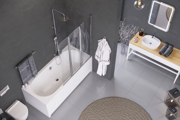 Excellent Axel Fliper parawan nawannowy prawy 120 cm Double Safe Glass przeźroczysty chrom KAAX.1309.1200.PR