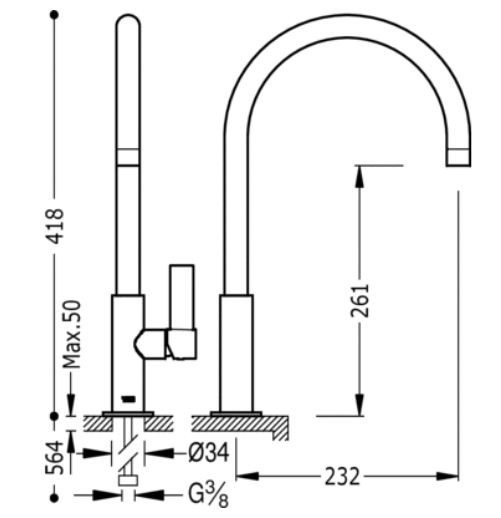 Tres Class bateria kuchenna zlewozmywakowa stojąca stal 205.440.01.AC