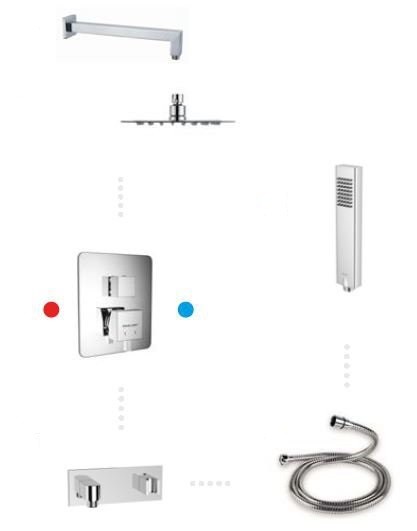 Excellent Frost Quadro zestaw podtynkowy wannowo-prysznicowy z deszczownicą AREX.4402CR