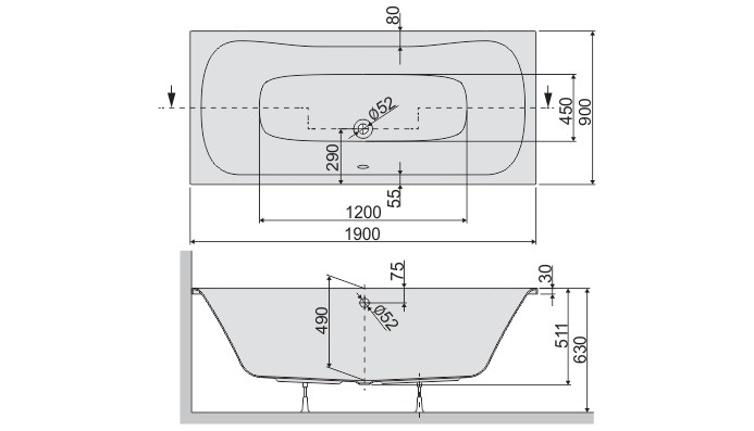 Sanplast Luxo WP/LUXO wanna prostokątna 190x90 biały 610370018001000