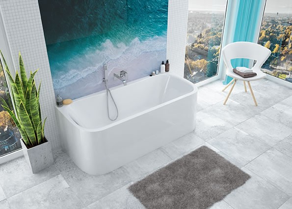 Sanplast Luxo WSPkpl/LUXO wanna owalna przyściennna z obudową 180x80 biały 610370028001000