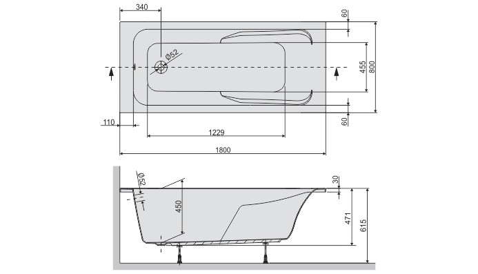 Sanplast Modesta WP/MO wanna prostokątna 180x80 biały 610340027001000