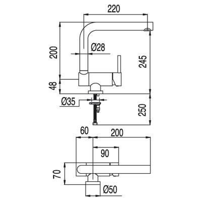 Tres Abatible bateria kuchenna zlewozmywakowa składana stojąca czarny mat 030.335.NM