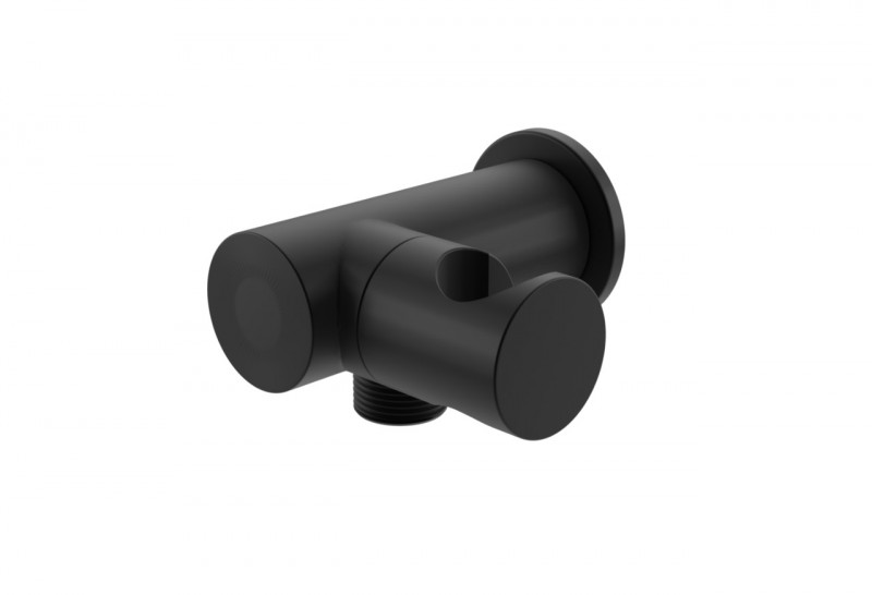 Kohlman Black przyłącze kątowe okrągłe z uchwytem czarny mat QW004AEB