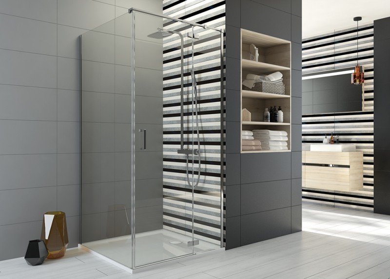 Sanplast Free Line II KNDJ2/FREEII kabina prostokątna 90x80 drzwi otwierane 90 + ścianka stała 80 chrom przeźroczysta 600261064042401