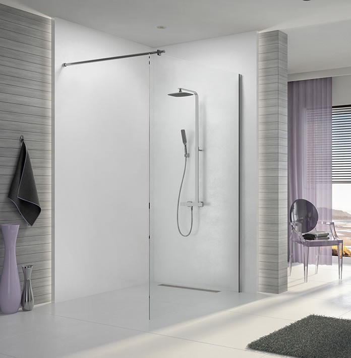 Sanplast Space Wall P/SPACEWALLXL kabina typu WalkIn 80 cm chrom przeźroczysta 600320312042401