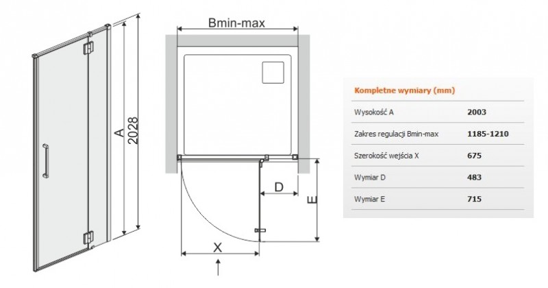 Sanplast Space Line DJ2P/SPACE drzwi skrzydłowe prawe 120 cm chrom przeźroczysta 600100171042401