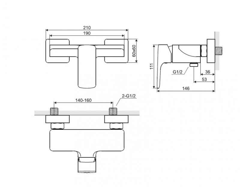 Excellent Keria bateria prysznicowa ścienna chrom AREX.2008CR