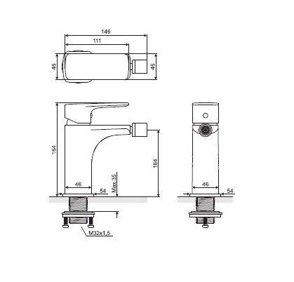 Excellent Keria bateria bidetowa z korkiem chrom AREX.2003CR