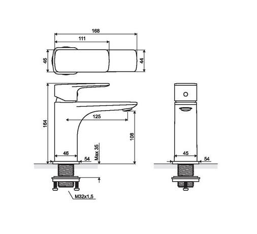 Excellent Keria bateria umywalkowa chrom AREX.2001CR