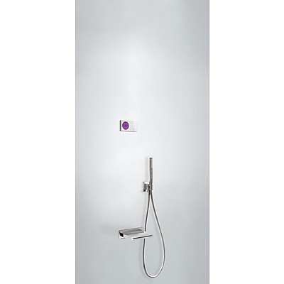 Tres Study Exclusive Shower Technology elektroniczny zestaw termostatyczny z wylewką kaskadową kompletny biały i chrom 092.865.56