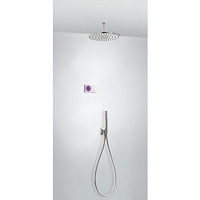 Tres Study Exclusive Shower Technology elektroniczny zestaw termostatyczny z deszczownicą 30x30 kompletny biały i chrom 092.865.67