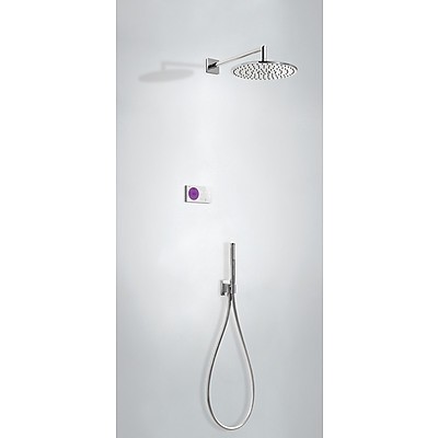 Tres Study Exclusive Shower Technology elektroniczny zestaw termostatyczny z deszczownicą 30x30 kompletny biały i chrom 092.865.58