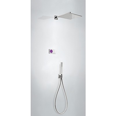 Tres Exclusive Shower Technology elektroniczny zestaw termostatyczny z deszczownicą 30x30 kompletny biały i chrom 092.865.63