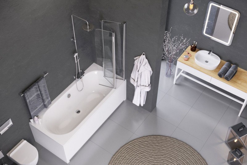 Excellent Axel Fliper parawan nawannowy prawy 120 cm Double Safe Glass przeźroczysty chrom KAAX.1309.1200.PR