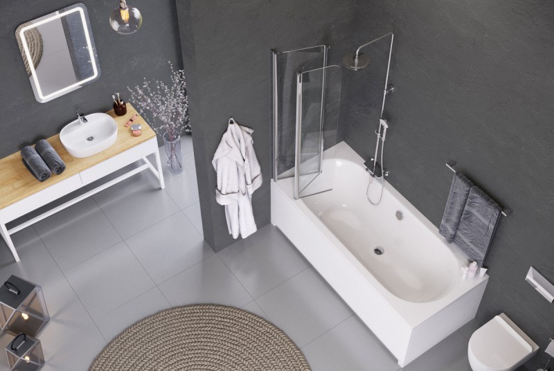 Excellent Axel Fliper parawan nawannowy lewy 120 cm Double Safe Glass przeźroczysty chrom KAAX.1309.1200.LE