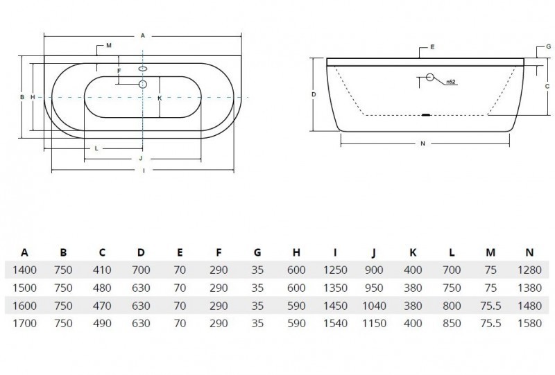 BESCO Vista wanna wolnostojąca przyścienna 160x75 kompozyt Gelcoat biały