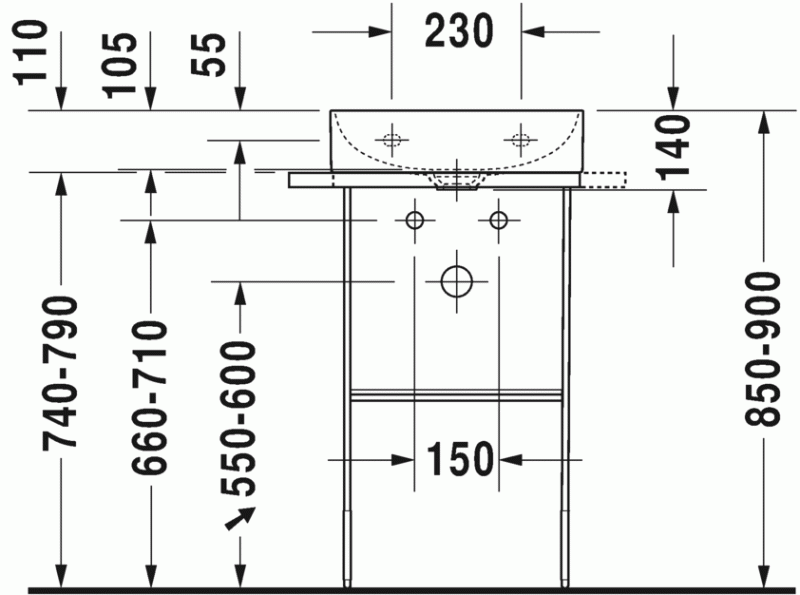 Duravit DuraSquare umywalka meblowa bez otworu na baterię 45 cm biała 0732450070