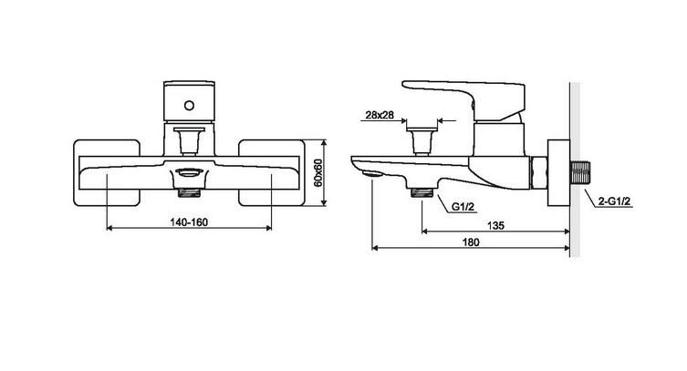 Excellent Keria bateria wannowa ścienna chrom AREX.2005CR
