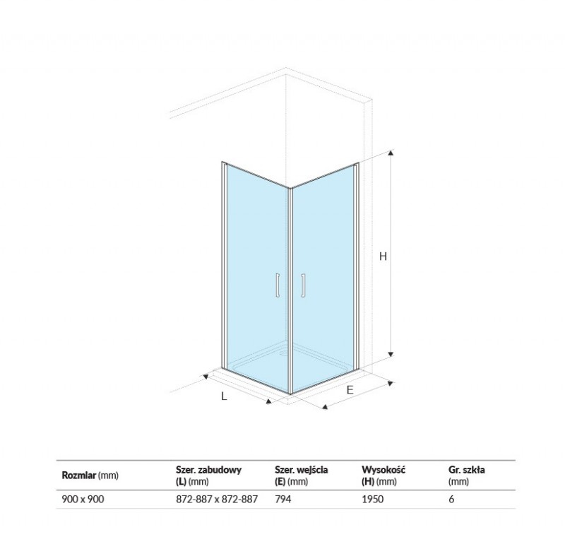 Excellent Mazo kabina kwadratowa 90x90 chrom przeźroczyste KAEX.3022.1010.9090.LP