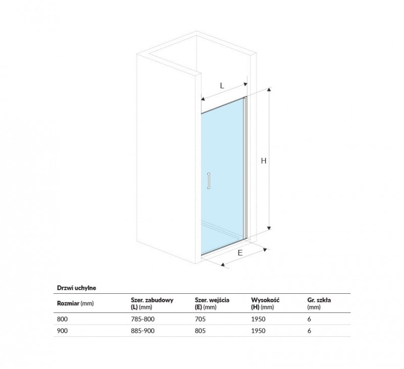 Excellent Mazo drzwi do wnęki wahadłowe 80 chrom przeźroczyste KAEX.3005.1010.8000.LP